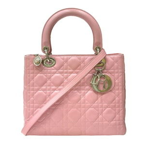 Christian Dior Lady Dior Medium Cannage Lambskin Handbag Pink